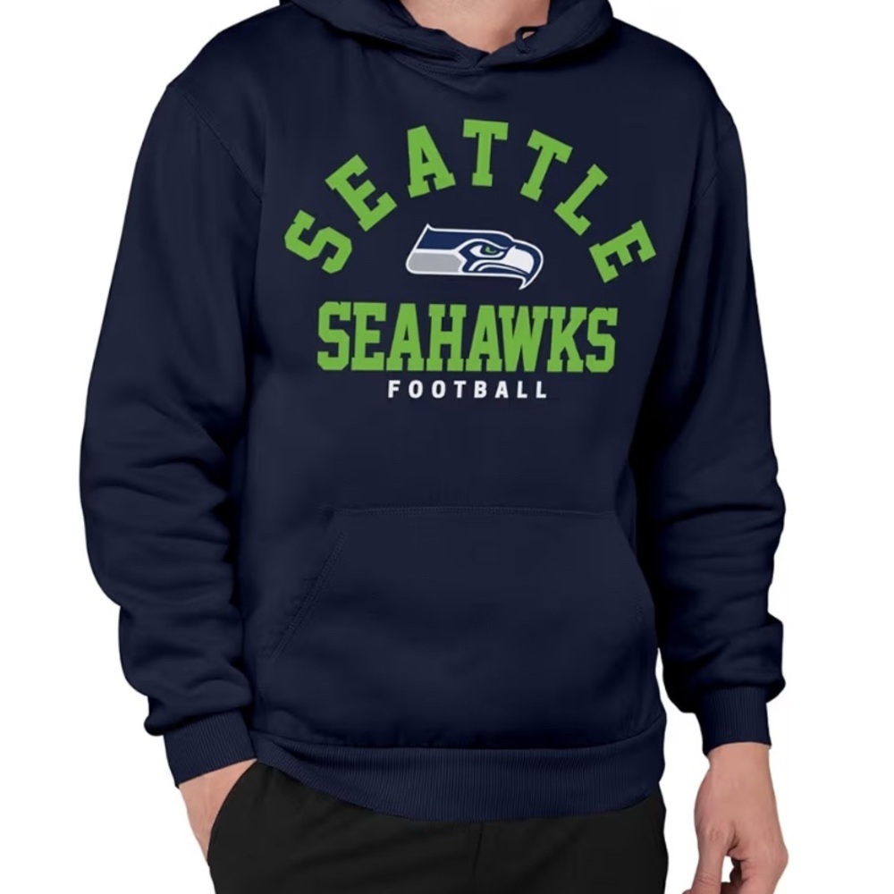 Fanatics Seattle Seahawks Men's Navy Pullover Hoodie – Large NWT